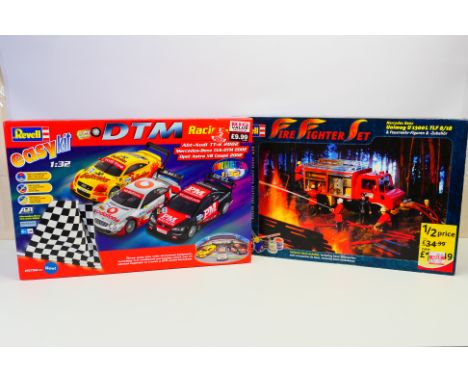 Revell - Two boxed Revell plastic model kits. Lot consists of Revell #05752 1:24 Fire Fighter Set (with Mercedes Benz Unimog 
