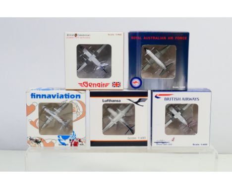 JC Wings - 5 x 1:400 scale model aircraft, comprising Fokker 50 Lufthansa City Line #XX4315, Saab 340 Finnaviation #JC4170, S