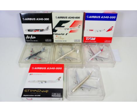 PHOENIX MODELS - 4 x Phoenix Platinum Series 1:400 scale aircraft models of Airbus A340 in the following liveries: A-340-500 