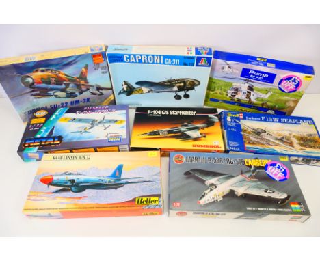 Italeri - Heller - SMER - Airfix - Others - Eight boxed 1:72 scale plastic model aircraft kits. Lot includes Italeri #052 Suk