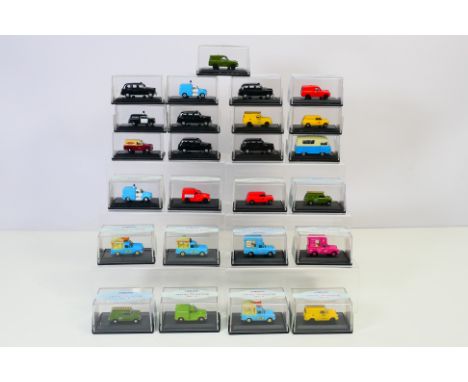 Oxford Diecast - 25 boxed Oxford Diecast model vehicles in 1:76 scale. Lot includes Oxford Diecast #76FX4001 FX4 Taxi; #76MV0