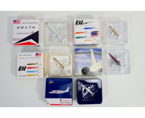Gemini Jets - JC Wings - Jet-X - 5 x 1:400 scale model aircraft, comprising JC Wings Braniff International BAC 111-200 One-El