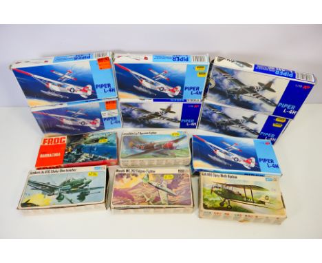 Frog - KP - Others - A boxed group of 12 1:72 scale plastic model aircraft kits. Lot includes KP #32 Piper L-4H; Frog F404 La