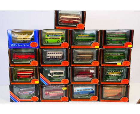 EFE - A fleet of 17 boxed 1:76 scale diecast model buses from EFE. Lot includes EFE #11112 Leyland RTL Double Deck 'J.M.T. (J