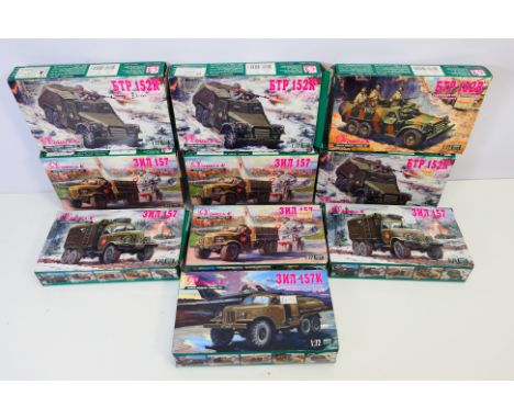 Omega -K - 10 boxed 1:72 scale military vehicle kits by the Ukrainian manufacturer Omega-K. Lot includes BTR 152K Soviet Armo