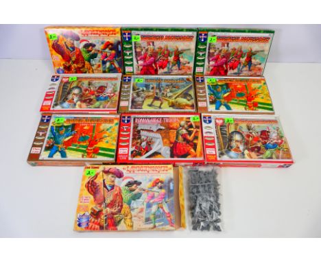 Orion Miniatures - 10 boxed 1:72 scale plastic soldiers from Orion Miniatures. Lot includes ORI72008 Roman Siege Troops; ORI7
