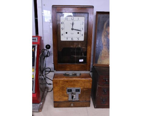 A vintage Time Recorders of Leeds clocking in machine. 96cm x 36cm. Shipping unavailable. 