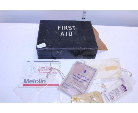 A military issue vintage first aid tin &amp; contents 