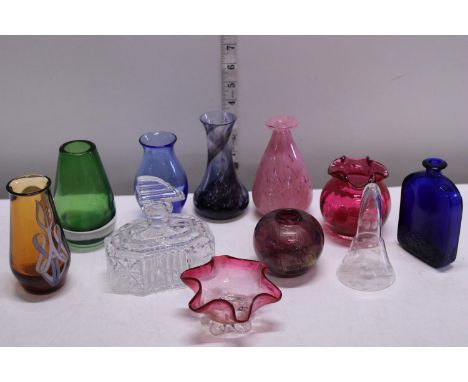 A selection of vintage art &amp; coloured glass ware, including Caithness and Isle of White 