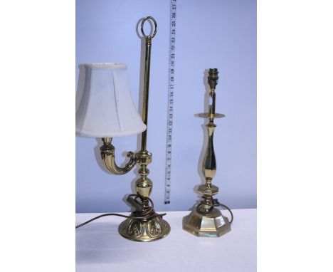 Two vintage brass based table lamps. Shipping unavailable. 