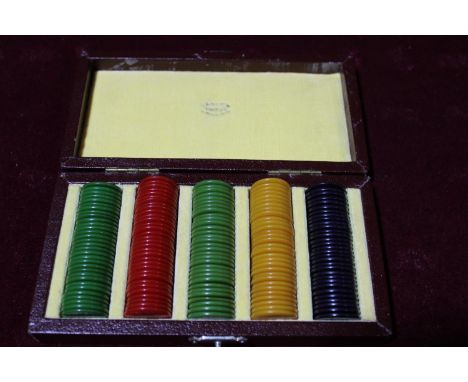 A boxed set of vintage Jaques gamming counters 