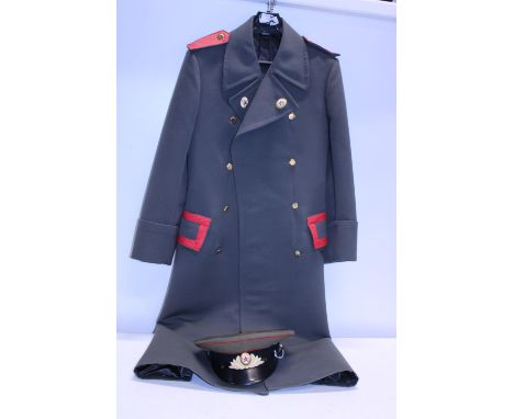 A Russian military overcoat with cap 