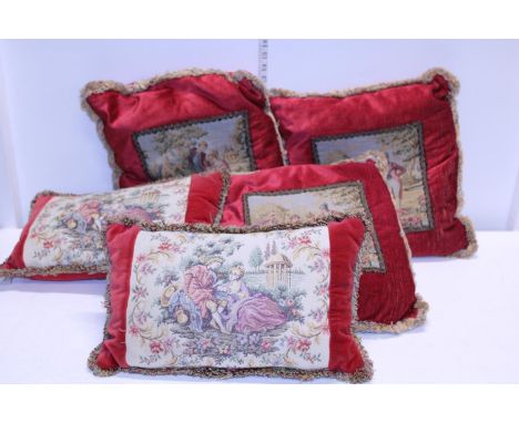 A job lot of vintage embroidered cushions 