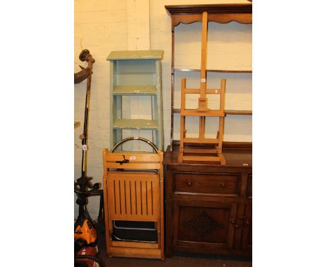 Pair wooden steps, Abru two height step ladder, two folding chairs and artists easel (5).