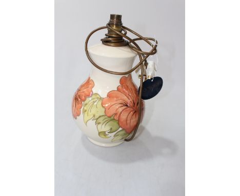 Moorcroft Hibiscus table lamp, 25cm.