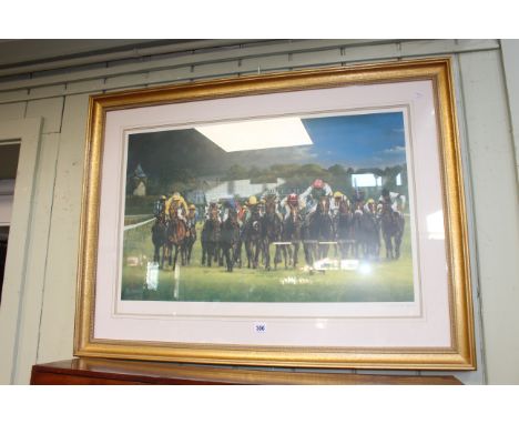 Graham Isom, The Start, limited edition print, signed and No. 134/500 in the margin, in gilt glazed frame, 73cm by 99cm overa