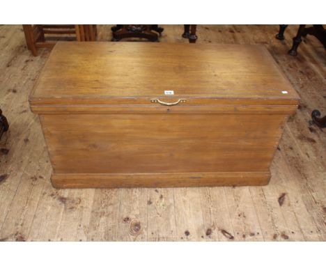Pine carpenters tool trunk, 48cm by 97cm by 46cm.