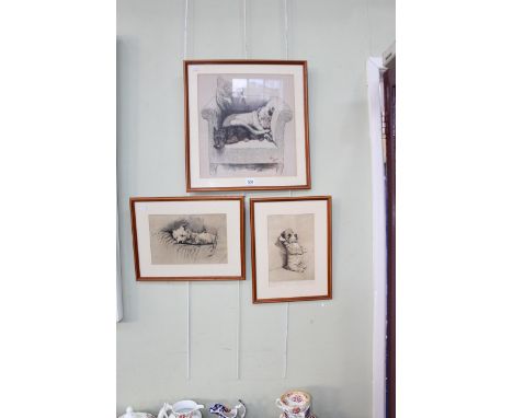 Cecil Aldin, two etchings (one signed) and a print, Sealyham Puppy, 'Slickerson' Sealyham Begging and 'Weight Will Tell', Two