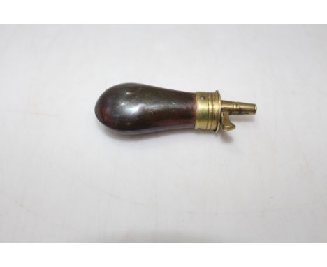 Small pistol powder flask, stamped mark JD &amp; S, 7cm length.