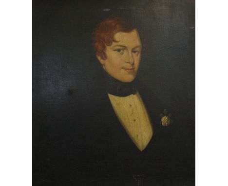 English Provincial School (19th Century)Portrait of a young manOil on canvasUnsigned66cm x 58.5cm