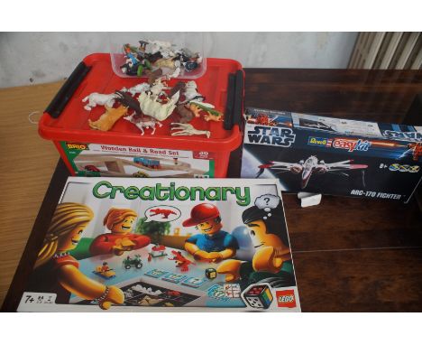 Star Wars ARC170 Fighter, Lego BRIO Wooden Rail Set and Approximately 30 Britain's Model Animals