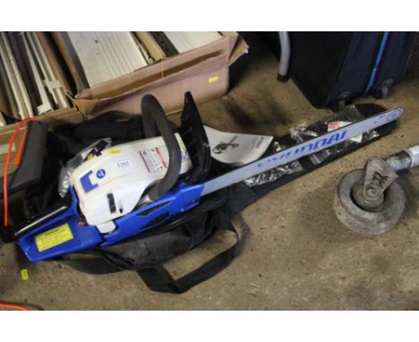 A Hyundai HYC6222 chainsaw with instruction booklet, spare chains and carry bag