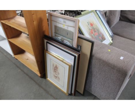 A Bartolozzi print 'Cherubs', a 'Keep Calm and carry On' poster, various other pictures