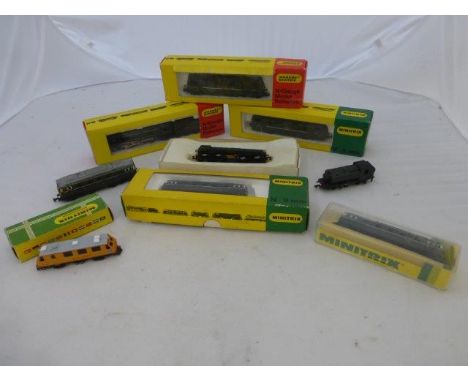 Seven Hornby Minitrix N - gauge diesel and steam locomotives, Britannia 7000, N.217, 2940, N.204, 2943, 3239, 13631, D8144; a