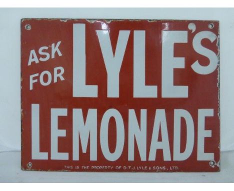 A Lyle's Ginger Beer rectangular double sided enamel sign, 11 3/4 x 9".