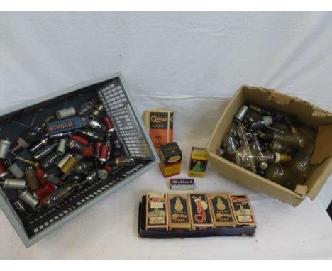 A selection of early light bulbs, valves etc. including some in early packaging.