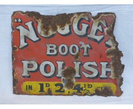 A small Nugget Boot Polish double sided enamel sign, 12 x 9".