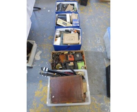 Five boxes of camera and photographic accessories. 