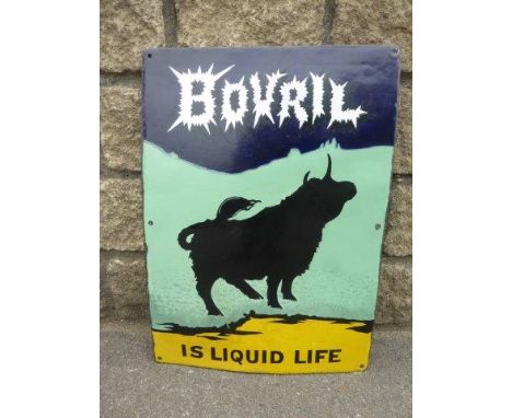 A rare Bovril 'is liquid life' pictorial enamel sign, with some restorations, 15 x 21".