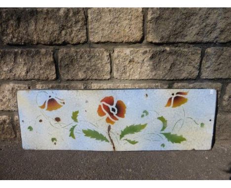 An unusual floral designed enamel splashback, 36 x 12".