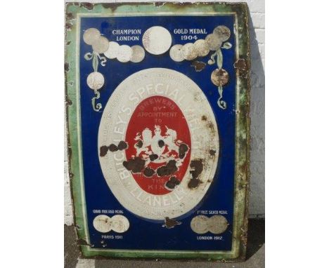 A Buckley's Special Welsh Ale of Llanelly, pictorial enamel sign, 40 x 60".