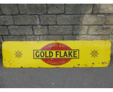 A Wills's Gold Flake Cigarettes rectangular enamel sign, 72 x 18".