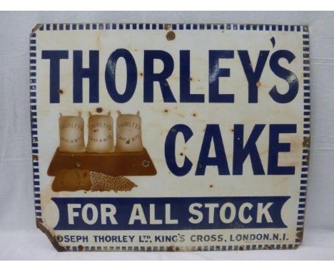 A Thorley's Cake part pictorial enamel sign by Wood, Penfold Ltd. London, 32 x 27".