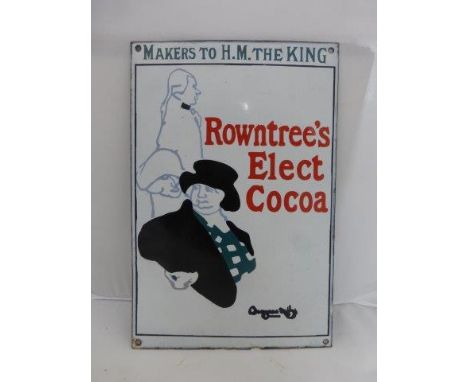 A Rowntree's Elect Cocoa 'Begarstaff' pictorial enamel sign 'Makers to H.M. The King', with two areas of restoration, otherwi