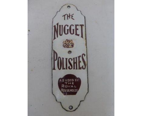 A rare Nugget Polishes enamel finger plate - 'As used by the Royal Households', with some restorations, 2 1/2 x 8 1/4".