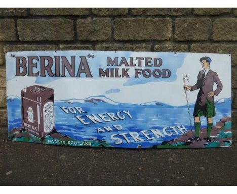 A good 'Berina' Malted Milk Food pictorial enamel sign, in excellent condition. 