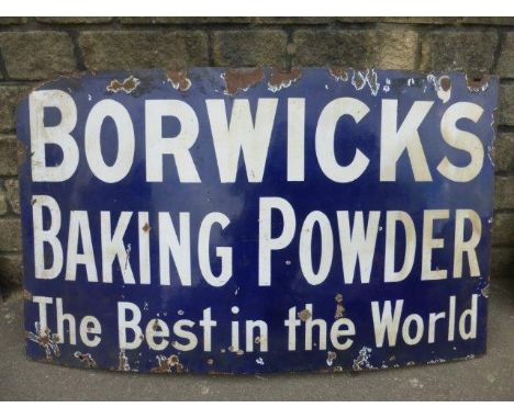 A Borwicks Baking Powder 'the best in the world' rectangular enamel sign, 60 1/4 x 36".