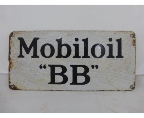 A Mobiloil 'BB' rectangular enamel sign, 11 x 5".