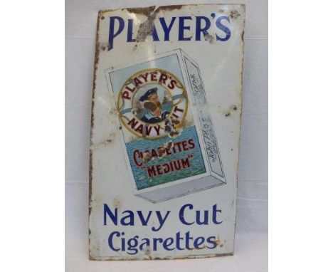 A Player's Navy Cut Cigarettes pictorial packet rectangular enamel sign, 21 x 36".