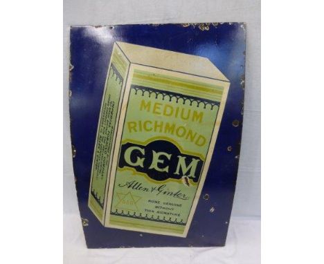 A Medium Richmond 'Gem' pictorial packet enamel sign, with some restorations, 24 x 36".
