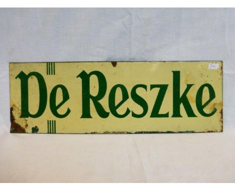 A small De Reszke rectangular enamel sign, 18 x 6".