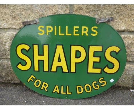 A Spillers Shapes for All Dogs double sided oval enamel sign, Winalot - The Dog's Wholemeal Food to the reverse, 22 x 16". 