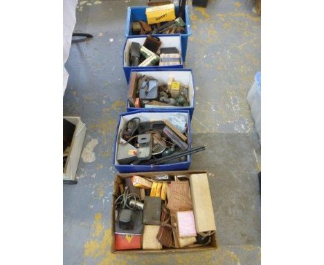 Five boxes of camera and photographic accessories. 