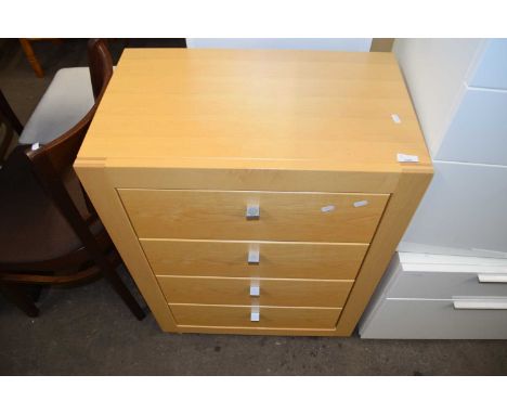 Modern light wood four drawer bedroom chest