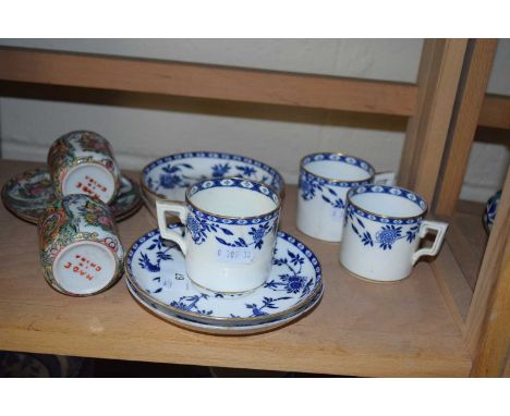 Mixed Lot:  Minton Delft pattern coffee wares and further Chinese coffee cans and saucers