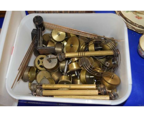 Box of various mantel clock parts